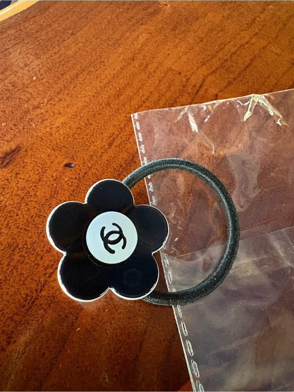 CC Black Flower Logo Elastic Hair Tie